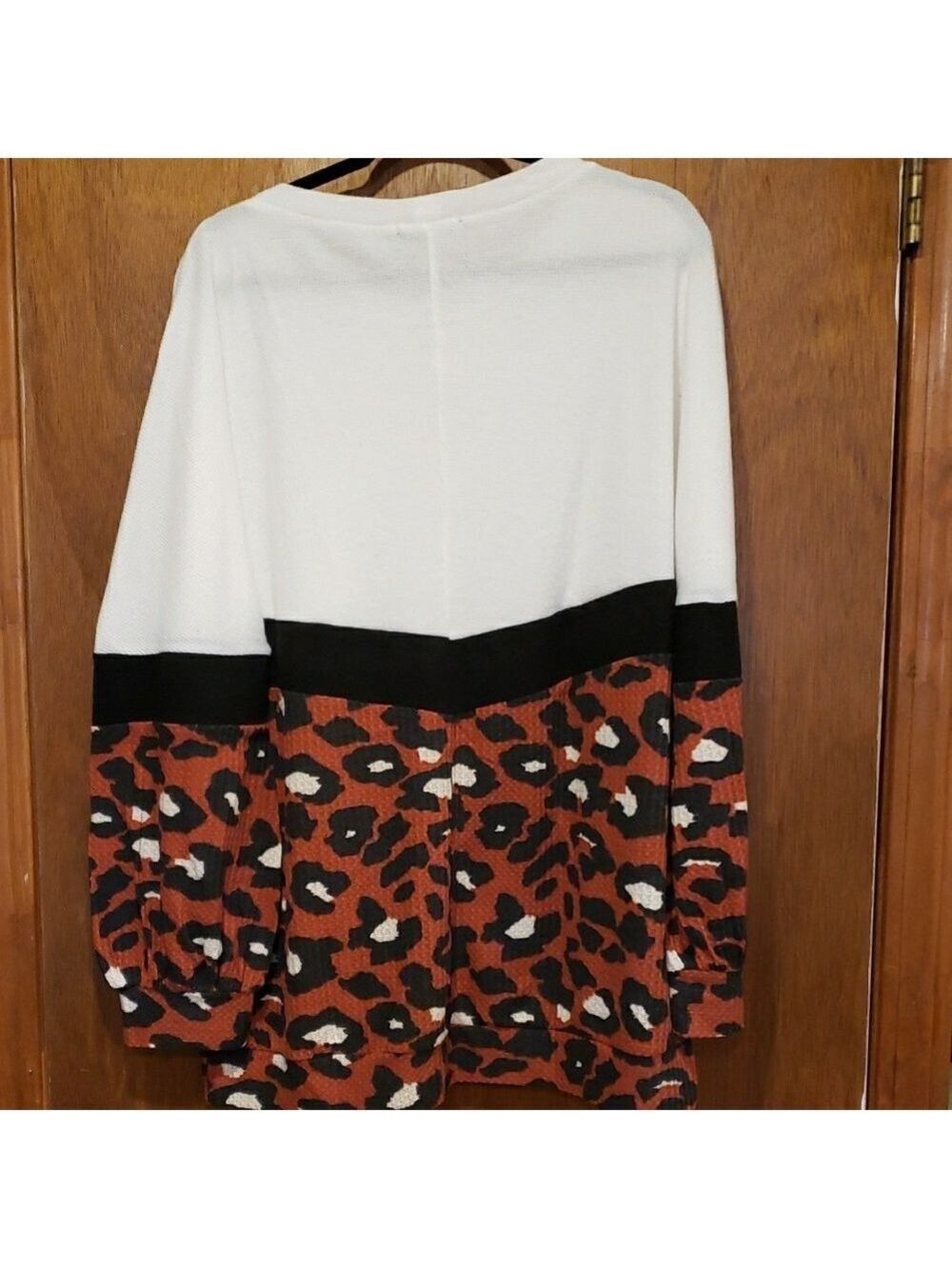 White and Black Leopard Print Waffle Top - Picture 7 of 8